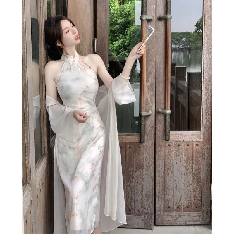Women's Early Spring New Chinese Petite Qipao Dress + Dress Set 2026 - As Pictured