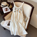 Bohemian Ethnic Style Embroidered Camisole Mid-Length Dress