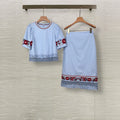 Women's Ethnic Artistic Linen Embroidered Hem Skirt 2-Piece Set 2026 - As Pictured