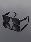 Men Square Frame Sunglasses Sun-Proof UV-Proof New Western Fashionable Trendy Versatile Premium Sunglasses