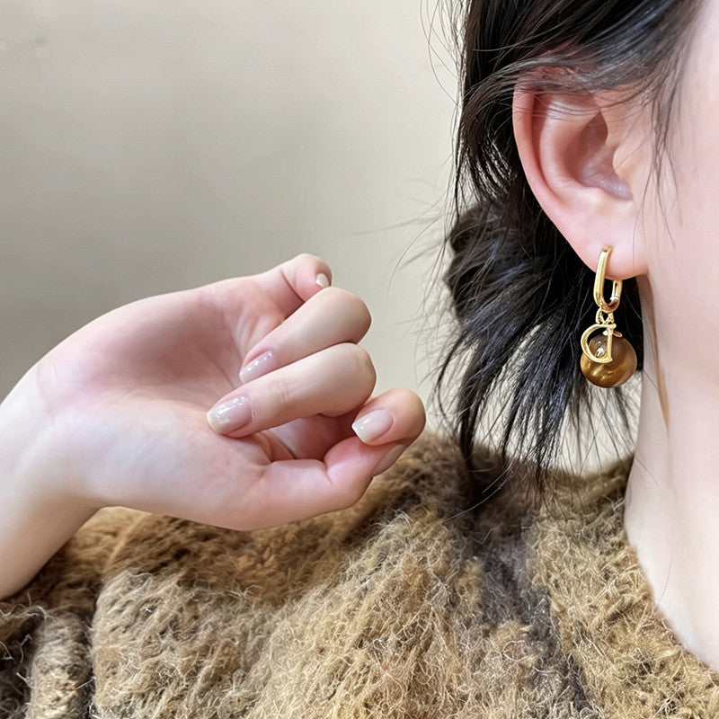 18K Gold-Plated Round Pendant Clip-On Earrings - view 3