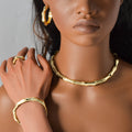 Western Bestseller Overseas 18K Gold Ancient Craft Slub Niche Premium Necklace Bracelet Set Earrings Ring Jewelry Set