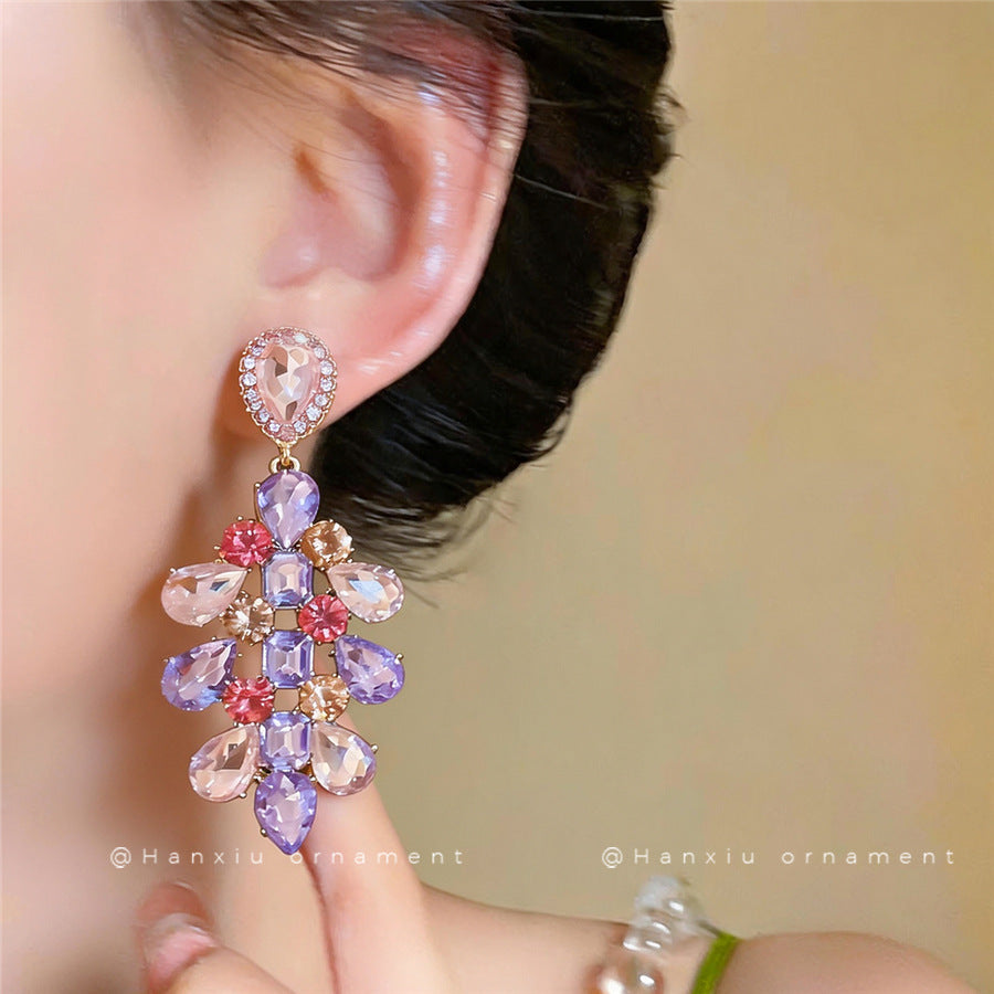 Colorful Teardrop Pendant Stud Earrings - view 3