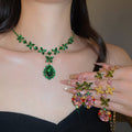 Monet Garden Blossom Contrast Flower Color Gem Jewelry Set Banquet Ambient Feel Necklace Light Luxury Niche Necklace