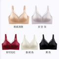 889缎面无痕透气聚拢无钢圈抗菌半固定水滴杯内衣女调整型文胸
