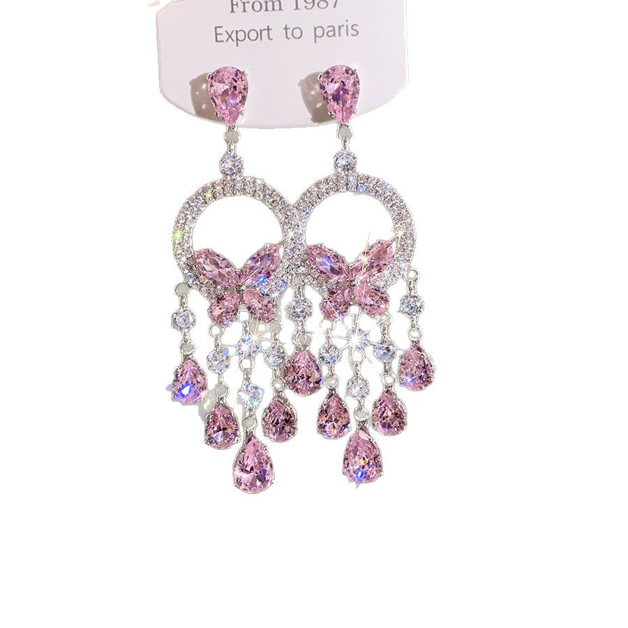 Rhinestone Teardrop Pearl Earrings - view 5