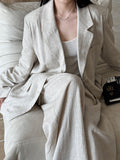 Fall Tencel Linen Cotton Blazer + Pants Set