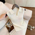Summer Old Money Korean Sleeveless V-Neck Hollow-Out Shirt