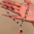 Red Teardrop Cubic Zirconia Necklace Evening Gown Set Accessory Clavicle Chain 2026 New Bestseller Choker Light Luxury Necklace