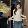 Girls' Lace Trim Crew Neck Long Sleeve Base Layer Tee