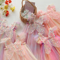 amazon rainbow wings mesh girls dress 2026 summer style flying sleeve baby princess dress puff skirt
