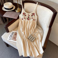 Bohemian Ethnic Style Embroidered Camisole Mid-Length Dress