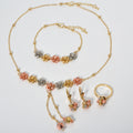 Overseas Dubai Middle East Flower Fringe Handmade Necklace Bracelet Set Earrings Ring India Women Banquet Jewelry Set