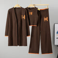 Fall-Winter Chanel-Style Casual Knit Long Wide Leg Pants + Cardigan + Tank Top + Jacket 3-Piece Set