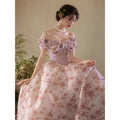 French Retro Off-Shoulder Wedding Dress - Luxury Bridal Gown with Robe Women