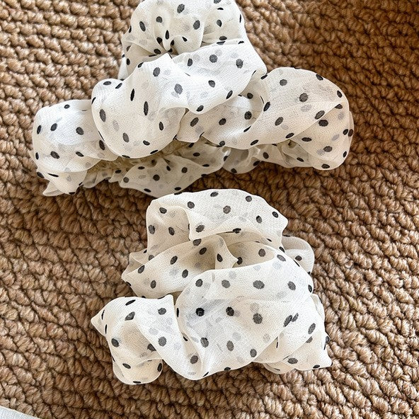 Korean Polka Dot Fabric Hair Claw Clip - view 2