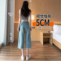 Summer Retro Slimming Petite High Waist Loose Straight Leg Wide Leg Pants + Pants