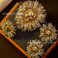 Vintage Earrings Design Detail Personality Lion Head Jewelry Set Western Alloy Retro Geometric Brooch Earrings