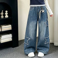 Girls' Patchwork Star Wide-Leg Straight Jeans