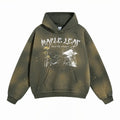 Men's Fall/Winter Streetwear Retro 450G Splatter Print Spray-Dye Distressed Printed Ripped Hoodie