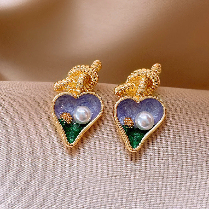 Monet Garden Floral Pearl Stud Earrings - view 10