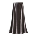 Fall French Elegant Satin High Waist Drapey Skirt
