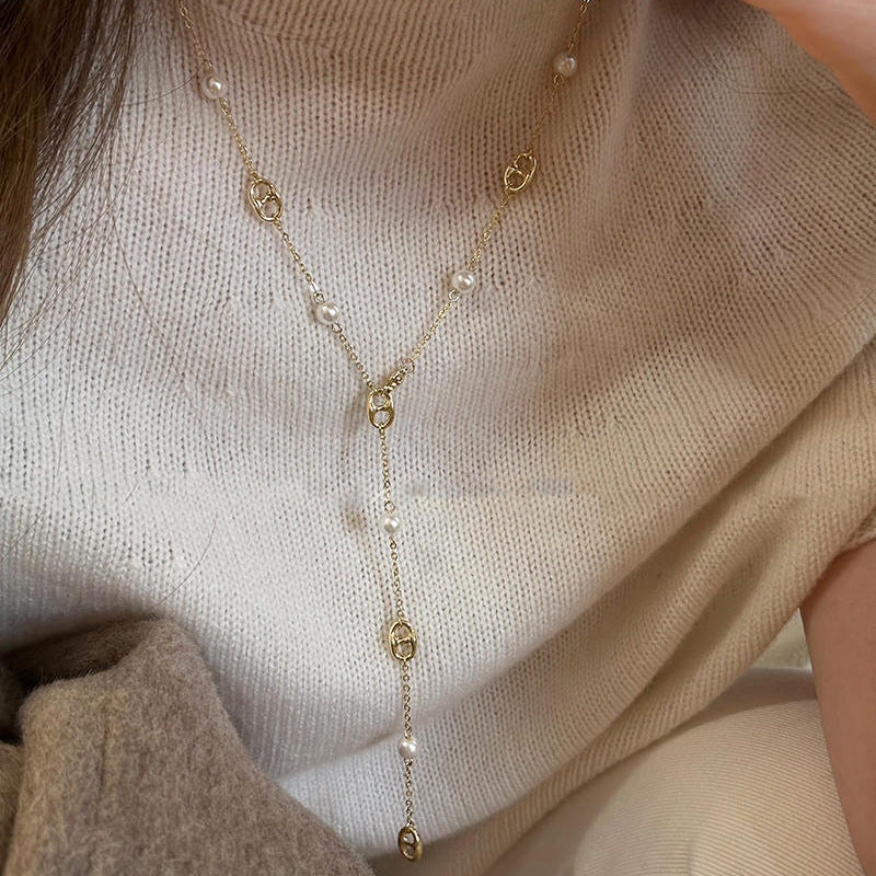Long Pearl Sweater Chain Necklace - view 7