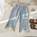 Girls' Lace Trim Flared Wide-Leg Jeans - Fall