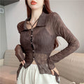 Women's French Retro Sheer Knit Irregular Cardigan