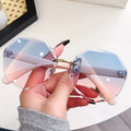 New Fashionable Rimless Beveled Women Sunglasses Trendy Versatile Asymmetric Frame Sunglasses Street Snap UV-Protection Glasses