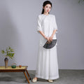 Women's Chinese Ethnic Linen Cotton Top Set 2026 | Casual Blouse - White Top