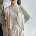 Women's Fall Elegant Versatile Pleated Cardigan + Jacket 2026 | Layered Cardigan - Off White
