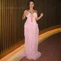 Mesh Sheer Halter Neck Dress - Sexy Deep V-Neck Vacation Dress Women