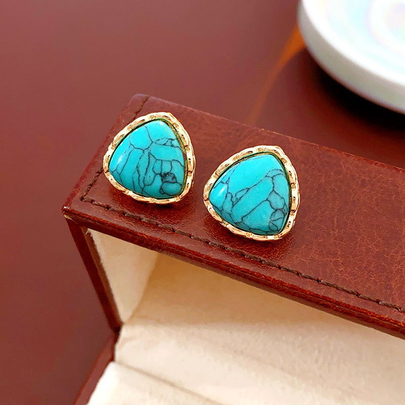 French Blue Geometric Vintage Stud Earrings - view 6