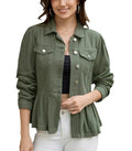 Women's Workwear Casual Puff Sleeve Jacket + Top 2026 | Trendy Jacket - Green