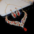Glass Fantasy Dream Heavy-Duty Full Diamond Teardrop Jewelry Set Wedding Imperial Ball Clavicle Chain Light Luxury Niche Necklace