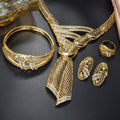 Overseas Middle East Coated 18K Gold Cutout Necklace Earrings Set Ring Bracelet Set Dubai Western Bride Wedding Jewelry