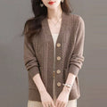 Women's Fall-Winter Fashion Knit Wool Loose Sweater + Cardigan + Jacket 2026 - Green