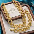 Overseas Dubai Coated 18K Gold Pair Band Spliced Chain Gold Bracelet Necklace 2-Piece Set Simple Hip-Hop Plain Chain