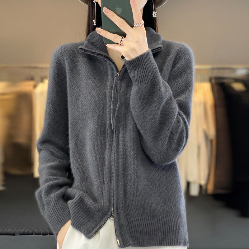 Women's Fall-Winter Casual Fashion Knit Wool Loose Sweater + Cardigan 2026 - Black