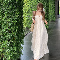 Beach Backless Halter Padded Hollow Mid-Length Dress
