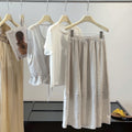 Summer Old Money Korean Crew Neck Skirt + Vest + Tee 3-Piece Set