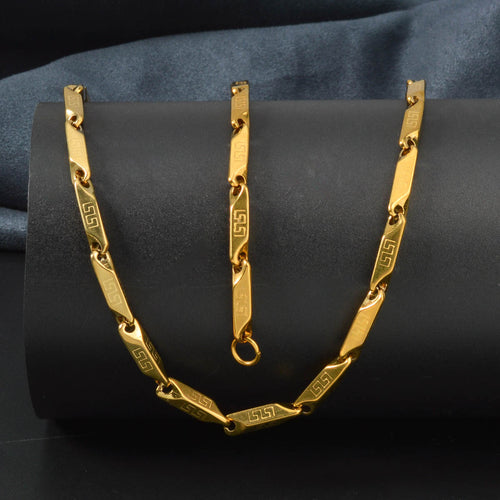 Western New Quilted Shape Carve Pattern Minimal Necklace Simple Fashionable Stainless Gold Plated Personality Necklace Bracelet Set