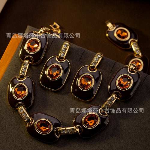 Vintage Earrings Height Stock Western Maillard Breeze Jewelry Set Western Elegant Retro Fashionable Earrings Necklace Women