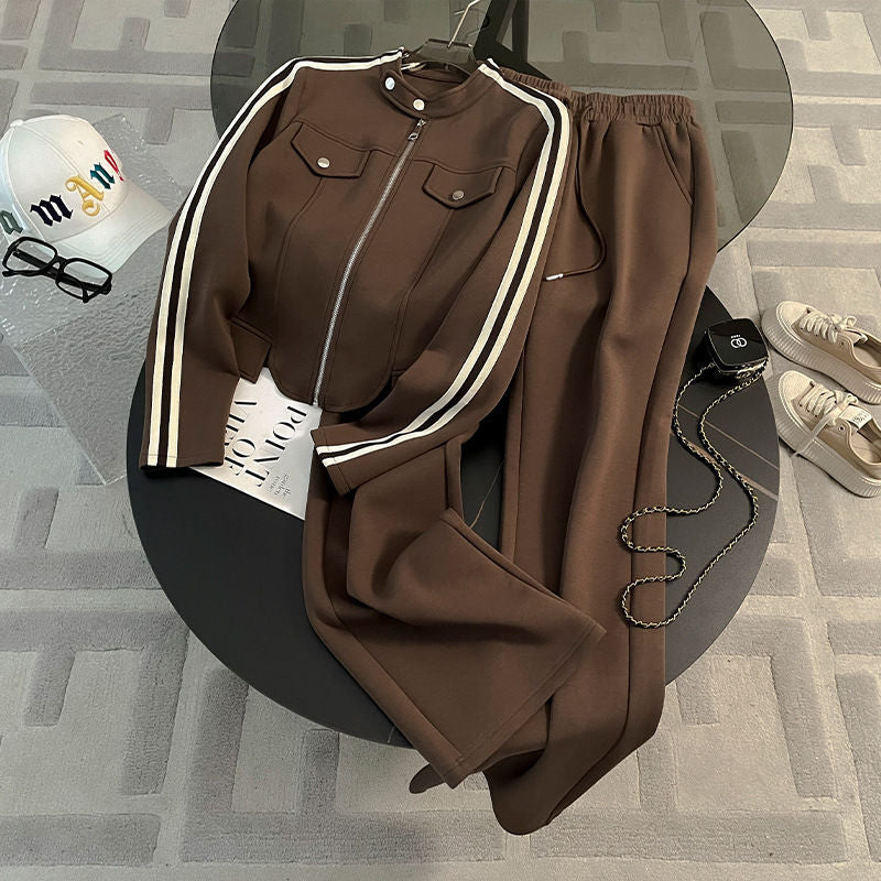 Fall Sporty Fashion Wide Leg Pants + Hoodie + Jacket 2-Piece Set