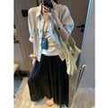 Slimming Versatile Linen 3/4 Sleeve Lapel Collar Loose Shirt