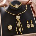 EU/US Import Jewelry 18K Gold Huawei Beauty Gem Necklace Earrings Set Ring Bracelet Set India Women Banquet Set
