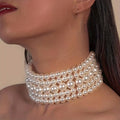 French Swarovski Multi-Layer Size Pearl Clavicle Chain Women Overseas Light Luxury Simple Korea Retro Layered Choker Necklace