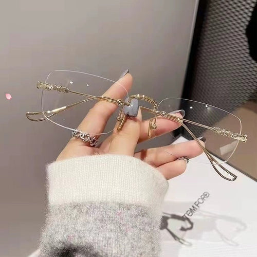Rimless Presbyopia Glasses Metal Frame Premium Bare Face Slender Overseas Pure Seduction Frame Fashionable Beveled Reading