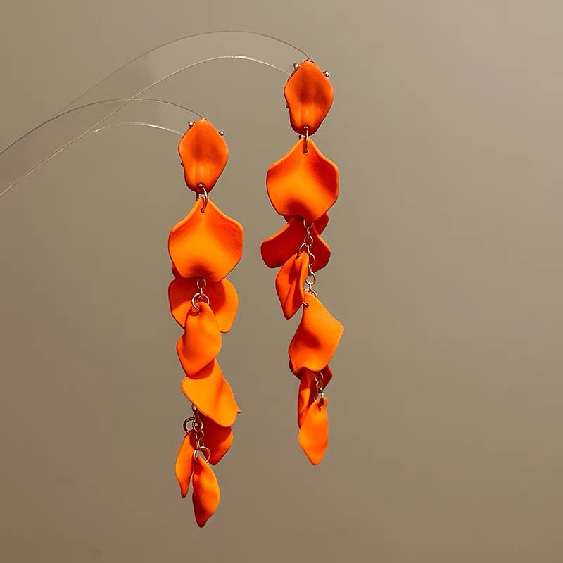 Rose Petal Long Statement Earrings - view 10